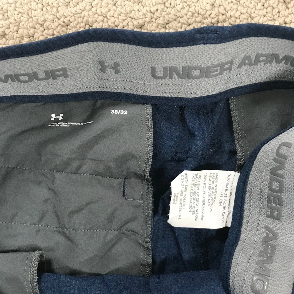 Under Armour Match Play Golf Pants Mens 38x32 Blue Heathered Straight Leg Chino